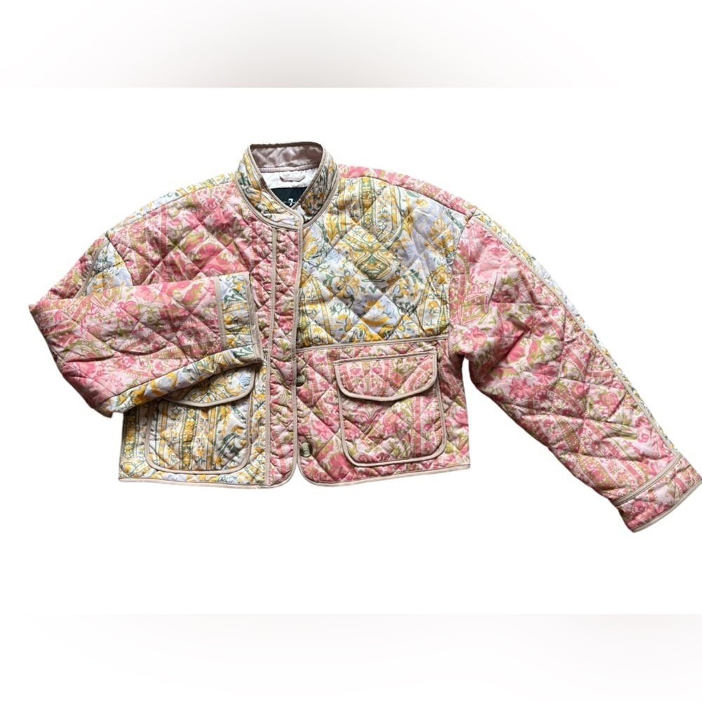 Cropped Cotton Patchwork Jacket Size Small. - image 4